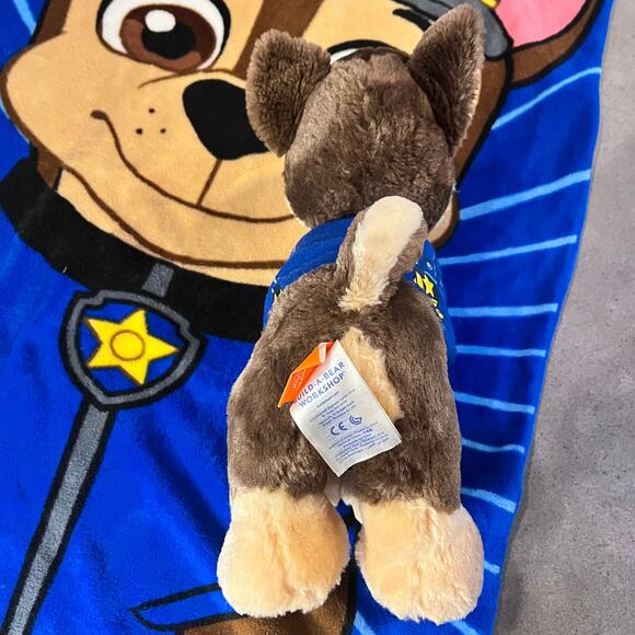 Build a bear Paw Patrol Chase stuffed dog blue toddler blanket sleep sack bundle - Picture 4 of 7
